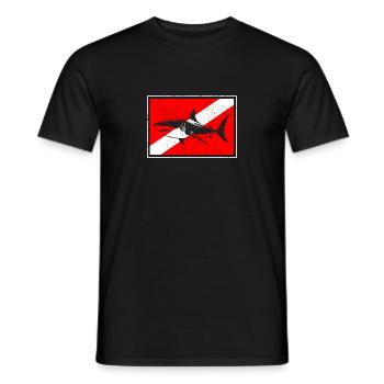 Dive Shark Diver Down Flag Scuba Diving Master - Männer T-Shirt - Schwarz - Vorne - AI Model Male 178 light (178cm)