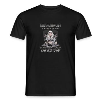Christian Bible Chapter Religious Cross Anime Pun - Men's T-Shirt - black - Front - AI Model Male 178 light (178cm)