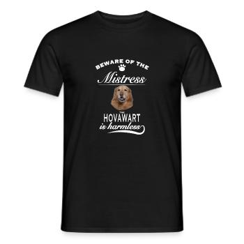 Beware of the mistress, harmless Hovawart - Men's T-Shirt - black - Front - AI Model Male 178 light (178cm)
