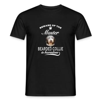 Beware of the master, harmless Bearded Collie - Men's T-Shirt - black - Front - AI Model Male 178 light (178cm)