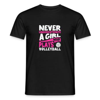 Never underestimate a girl who plays volleyball - Men's T-Shirt - black - Front - AI Model Male 178 light (178cm)