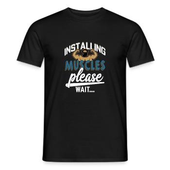 Installing Muscles Please Wait... Weight Lifting T - Men's T-Shirt - black - Front - AI Model Male 178 light (178cm)