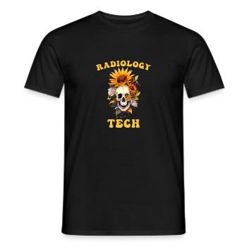 Radiology Tech Flower Funny Skull Radiologist Pun - Men's T-Shirt - black - Front - AI Model Male 178 light (178cm)