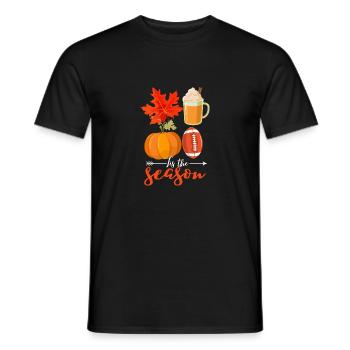Tis The Season Football Coffee Latte Autumn Leaves - Men's T-Shirt - black - Front - AI Model Male 178 light (178cm)