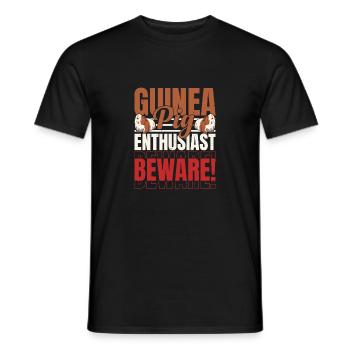 Guinea Pig Enthusiast. Beware! Cavy Lover Rodent - Men's T-Shirt - black - Front - AI Model Male 178 light (178cm)