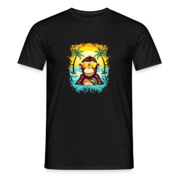 Beach Monkey Paradise: un été amusant et élégant - T-shirt homme - noir - Devant - AI Model Male 178 light (178cm)