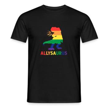 Allysaurus dinosaur in rainbow flag for ally LGBT - Men's T-Shirt - black - Front - AI Model Male 178 light (178cm)