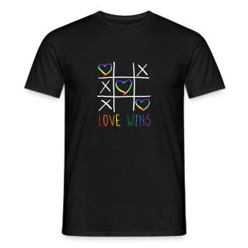 Fun LGBTQ LOVE WINS aux couleurs de l’arc-en-ciel de la Gay Pride - T-shirt homme - noir - Devant - AI Model Male 178 light (178cm)
