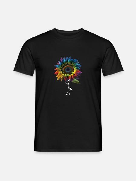 Regenbogen Sonnenblume Liebe ist Liebe LGBT Schwul Lesbisch - Männer T-Shirt - Schwarz