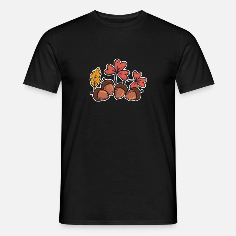 Herbstblätter Eicheln Fall Lover Thanksgiving - Männer T-Shirt - Schwarz