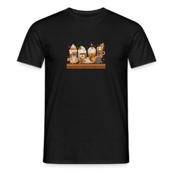 Autumn Coffee Mug Pug Lover Pumpkin Spice - Men's T-Shirt - black - Front - AI Model Male 178 light (178cm)