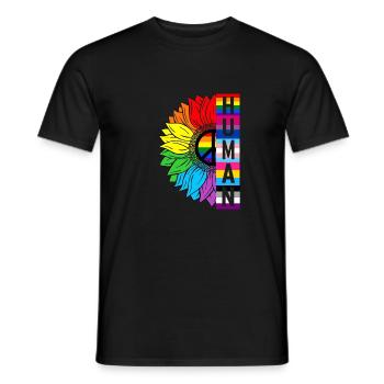 Humain Tournesol Arc-en-ciel Drapeau LGBT Fier Gay Pride - T-shirt homme - noir - Devant - AI Model Male 178 light (178cm)