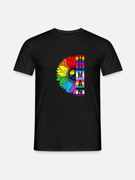 Ludzka słonecznik Tęcza LGBT Flaga Dumna duma gejowska - T-shirt herr - svart
