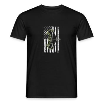 Archer Deer Hunt American Flag Bow - T-shirt homme - noir - Devant - AI Model Male 178 light (178cm)