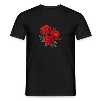 3 Blumen Vintage Blumen Wortspiel Cool Red Roses Liebhaber - Männer T-Shirt - Schwarz - Vorne - AI Model Male 178 light (178cm)