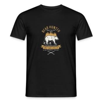 Bear Hunter Vintage Outdoor Hunting Funny Hunter - Men's T-Shirt - black - Front - AI Model Male 178 light (178cm)