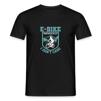 E-Bike Mountain Or Valley I Don't Care Pedelec Ele - Men's T-Shirt - black - Front - AI Model Male 178 light (178cm)