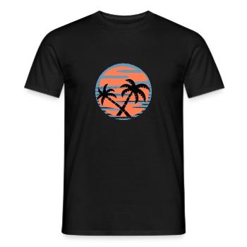 Palm Trees Sunset Sea - Summer - Men's T-Shirt - black - Front - AI Model Male 178 light (178cm)