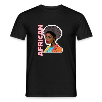 Schwarze Dame mit Schriftzug African - Männer T-Shirt - Schwarz - Vorne - AI Model Male 178 light (178cm)
