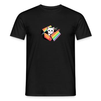 Gay Cat Pride Rainbow Cute Kitten Kitty Proud LGBT - Men's T-Shirt - black - Front - AI Model Male 178 light (178cm)