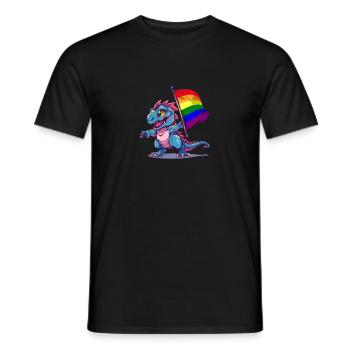 Dinosaure LGBT Pride Communauté lesbienne gay T-Rex - T-shirt homme - noir - Devant - AI Model Male 178 light (178cm)