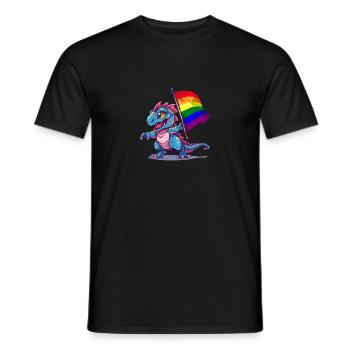 Fierté Dinosaure LGBT Gay Lesbienne Transgenre Cool - T-shirt homme - noir - Devant - AI Model Male 178 light (178cm)
