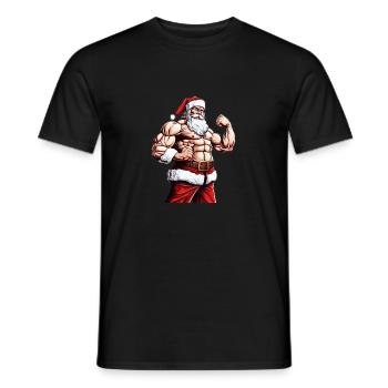 Sleighin' the Gains: Weihnachtsmann Bodybuilder Weihnachten - Männer T-Shirt - Schwarz - Vorne - AI Model Male 178 light (178cm)