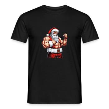 Santa's Bulk Crew: Weihnachts-Bodybuilder Santa Mus - Männer T-Shirt - Schwarz - Vorne - AI Model Male 178 light (178cm)