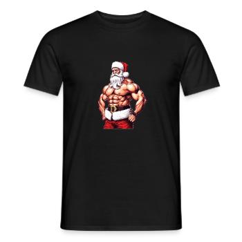 Starker Weihnachtsmann: Weihnachten mit dem Weihnachtsmann Powerlifting De - Männer T-Shirt - Schwarz - Vorne - AI Model Male 178 light (178cm)