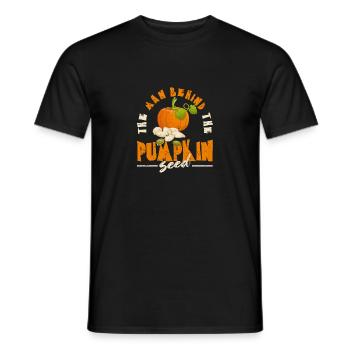 The Man Behind the Pumpkin Halloween Pregnant - Men's T-Shirt - black - Front - AI Model Male 178 light (178cm)