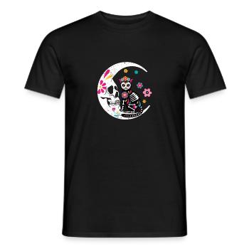 Sugar Skull Cat Moon Dia De Los Muertos Funny - T-shirt homme - noir - Devant - AI Model Male 178 light (178cm)
