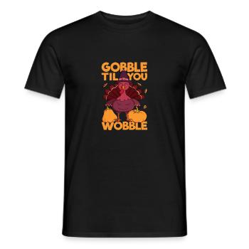 Gobble Til You Wobble Thanksgiving Day Eat Turkey - Men's T-Shirt - black - Front - AI Model Male 178 light (178cm)