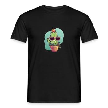 Cactus mignon mignon avec des lunettes de soleil pour l’été - T-shirt homme - noir - Devant - AI Model Male 178 light (178cm)