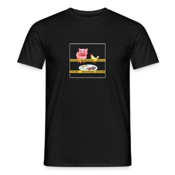 Do not cross police line Pig Chicken Egg - Men's T-Shirt - black - Front - AI Model Male 178 light (178cm)