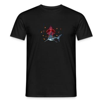 Jour de Thanksgiving Turquie Équitation Requin Drôle d’automne - T-shirt homme - noir - Devant - AI Model Male 178 light (178cm)
