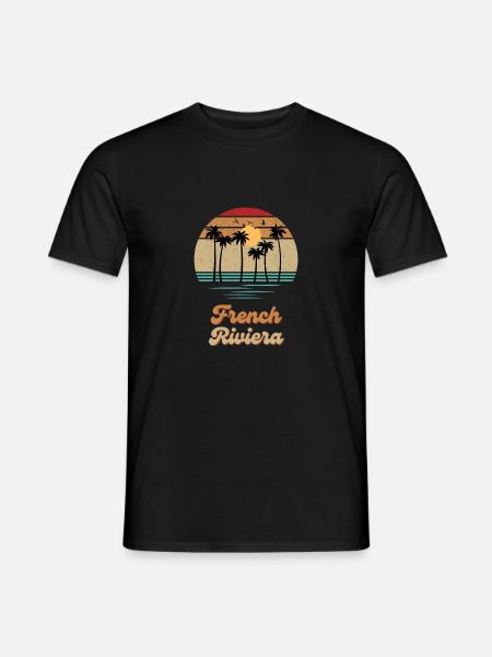 Côte d'Azur mit Planbäumen und Retro-Rückseite - Männer T-Shirt - Schwarz