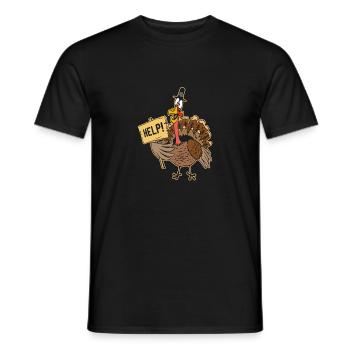 Journée de la Turquie Aidez à signer Thanksgiving amusant - T-shirt homme - noir - Devant - AI Model Male 178 light (178cm)