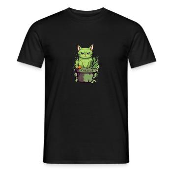 Katztus Katze im Blumentopf mit Kaktus - Männer T-Shirt - Schwarz - Vorne - AI Model Male 178 light (178cm)