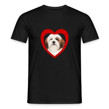 Hundeliebhaber - Hunde Herz - Lhasa Apso - Männer T-Shirt - Schwarz - Vorne - AI Model Male 178 light (178cm)