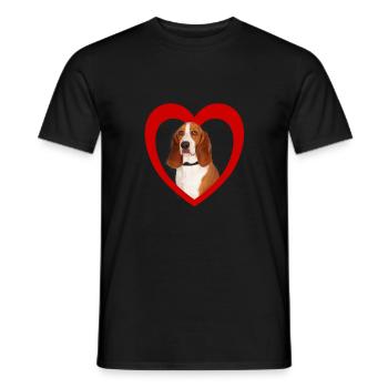 Amoureux des chiens - Cœur de chien - Basset Hound - T-shirt homme - noir - Devant - AI Model Male 178 light (178cm)