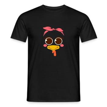 Cute Turkey Face Bow Funny Thanks - Men's T-Shirt - black - Front - AI Model Male 178 light (178cm)