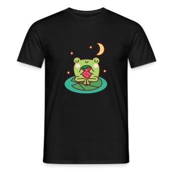 Frog with Strawberry on Lily Pad - Men's T-Shirt - black - Front - AI Model Male 178 light (178cm)