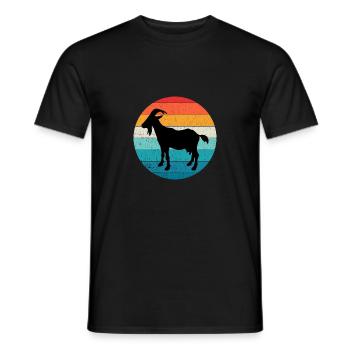 Retro vintage Goat Tee - Animal Goats Lover - Men's T-Shirt - black - Front - AI Model Male 178 light (178cm)