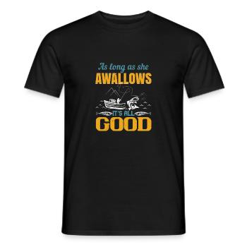 as long as she awallows it's all good 01 - Men's T-Shirt - black - Front - AI Model Male 178 light (178cm)