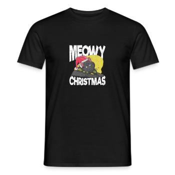 Meowy Weihnachten Catmas Katze niedlich Kätzchen - Männer T-Shirt - Schwarz - Vorne - AI Model Male 178 light (178cm)