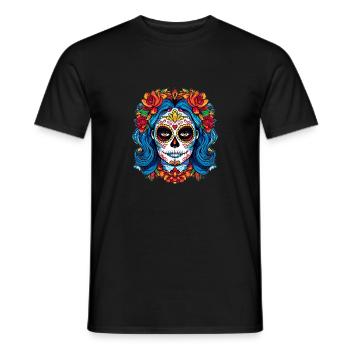 Gruselige bunte La Catrina - Halloween Florral Wom - Männer T-Shirt - Schwarz - Vorne - AI Model Male 178 light (178cm)