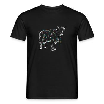 Vache Lumières de Noël Famille Amoureux des neiges - T-shirt homme - noir - Devant - AI Model Male 178 light (178cm)