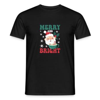 Merry And Bright Pink Funny Christmas Santa Claus - Men's T-Shirt - black - Front - AI Model Male 178 light (178cm)
