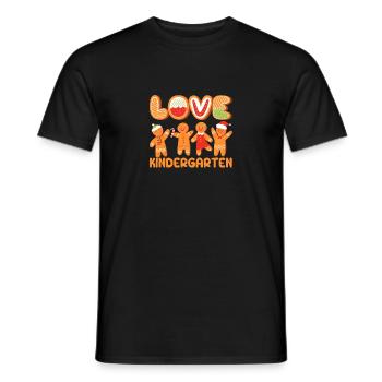 Love Kindergarten Gingerbread Man Christmas Teaching - Men's T-Shirt - black - Front - AI Model Male 178 light (178cm)