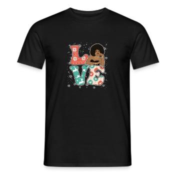 Love Christmas Black Melanin Afro African - Men's T-Shirt - black - Front - AI Model Male 178 light (178cm)